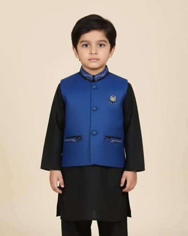 Little Prince Boys Waistcoat Suit – Festive Shalwar Kameez for Kids